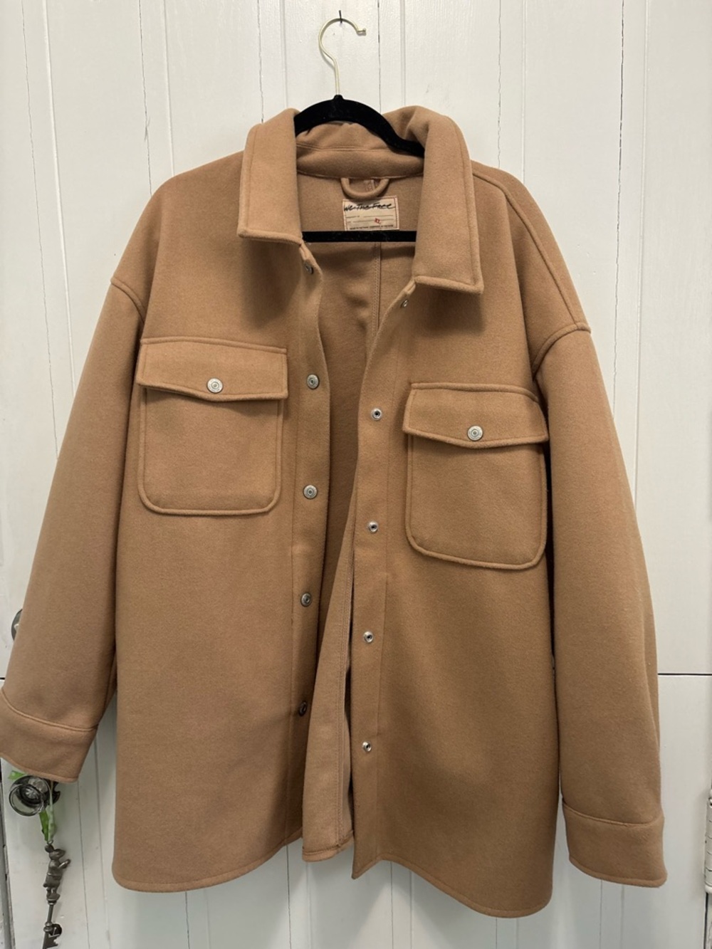 Free People Oversized Camel Wool-Blend Shacket